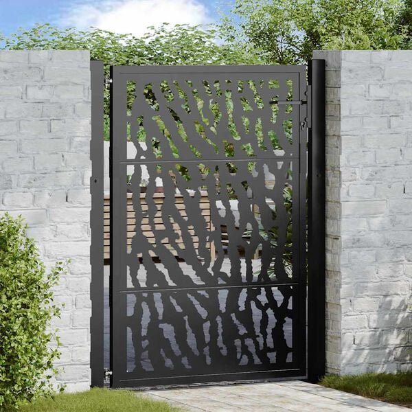 vidaXL Garden Gate Black 100x125 cm Steel Trace Design