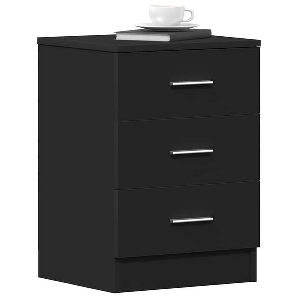 vidaXL Bedside Cabinet Black 38x35x56 cm Engineered Wood