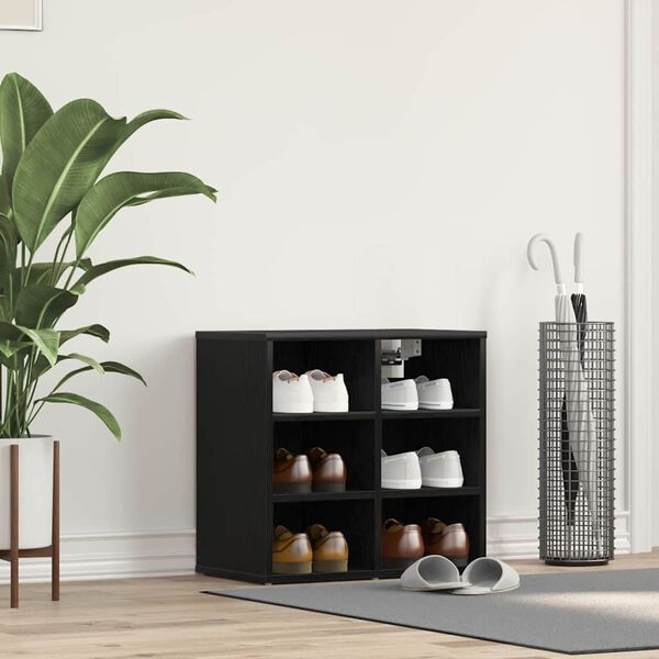 vidaXL Shoe Cabinet Black Oak 52 x 30 x 50.5 cm Engineered Wood