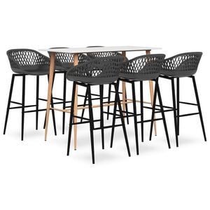 vidaXL Bar Set | White and Grey | MDF, Metal, PP | Standard | Ergonomic