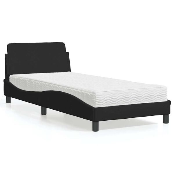 vidaXL Bed with Mattress "Dover" Black Single Fabric