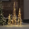 vidaXL Christmas Tree 3 pcs Warm white 20 x 20 x 80 cm PET