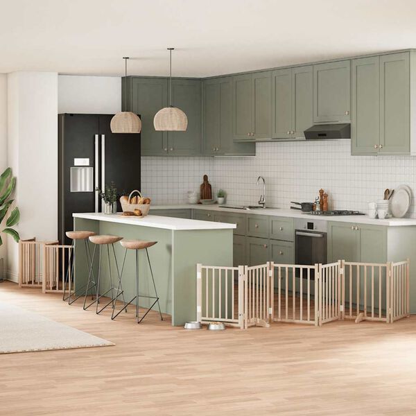 vidaXL Dog Gate with Door Foldable 15 Panels 750 cm Poplar Wood