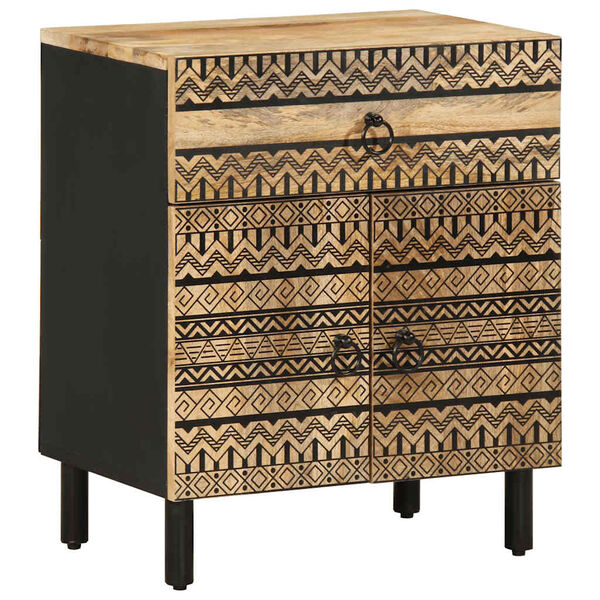 vidaXL Bed Cabinet Black 50x33x60 cm Solid Rough Wood Mango