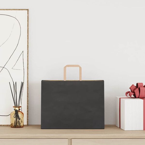 vidaXL Paper Bags 50 pcs with Handles Black 32x17x25 cm