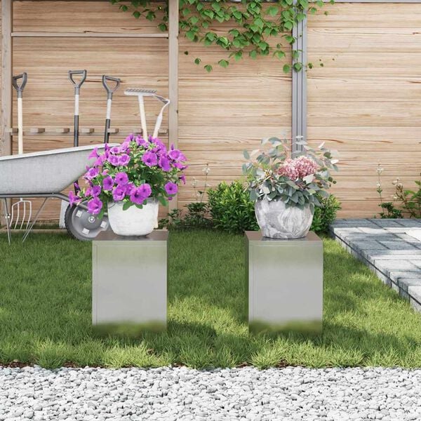 vidaXL Plant Stand 2 pcs Silver 24 x 24 x 35 cm Stainless steel