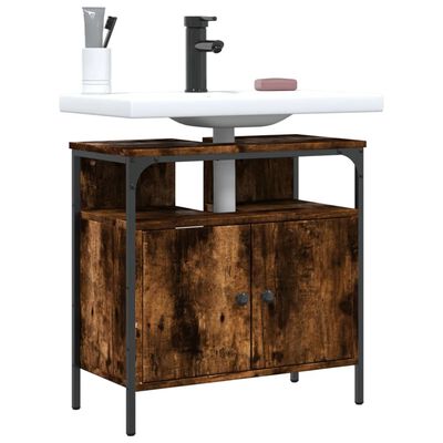 vidaXL Bathroom Sink Cabinet Smoked Oak 60x30x60 cm Engineered Wood