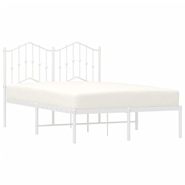 vidaXL Metal Bed Frame without Mattress with Headboard White 120x190cm