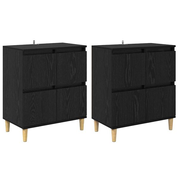 vidaXL Sideboards 2 pcs Black Oak 60 x 35 x 70 cm Engineered Wood