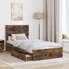 vidaXL Storage Bed with Drawer Smoked Oak 90 x 200 cm Engineered Wood