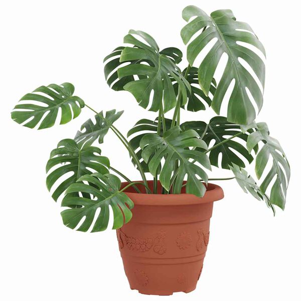 vidaXL Round Flower Pot 24 pcs Brick Red &Oslash; 22 x 18 cm Plastic