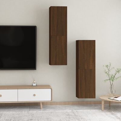 vidaXL Wall-mounted TV Cabinets 2 pcs Brown Oak 30.5x30x110 cm