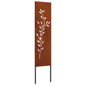 vidaXL Garden Privacy Screen Floral Rusty 32 x 140 cm Weathering steel