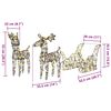 vidaXL Reindeer Pull Sleigh Warm White 53 x 28 x 33 cm Rattan