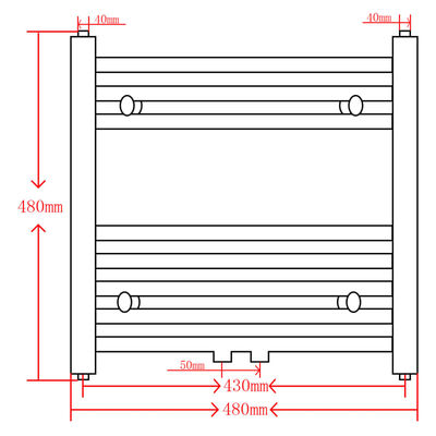 Grey Bathroom Central Heating Towel Rail Radiator Curve 480x480mm