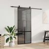 vidaXL Sliding Door with Hardware Set Black 90x205 cm Tempered Glass