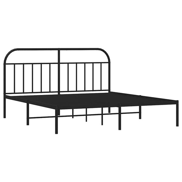 vidaXL Metal Bed Frame without Mattress with Headboard Black 183x213cm