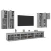 vidaXL 7 Piece TV Wall Cabinet Set with LED Lights Concrete Grey