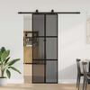 vidaXL Sliding Door with Hardware Set Black 76x205 cm Tempered Glass