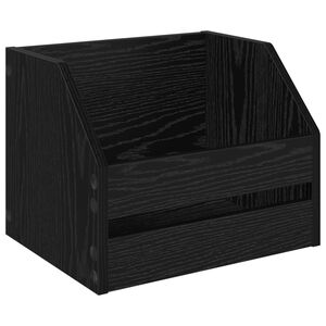 vidaXL Vinyl Album Box Black Oak 38 x 30 x 29 cm Engineered Wood