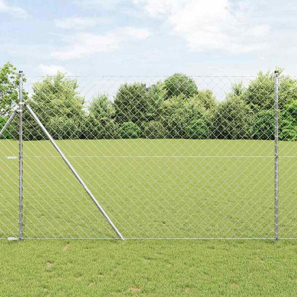 vidaXL Fence Post Silver 10 x 1.6 m (60 x 60 mm mesh) Steel