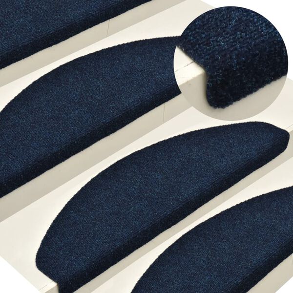 vidaXL Stair Mats Self-adhesive 5 pcs 65x21x4 cm Navy Half Round Large