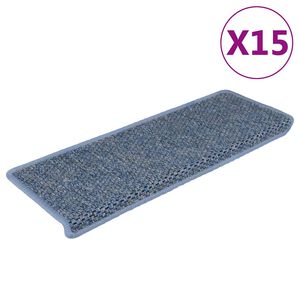 vidaXL Stair Mats Self-adhesive Sisal-Look 15 pcs 65x21x4 cm Blue