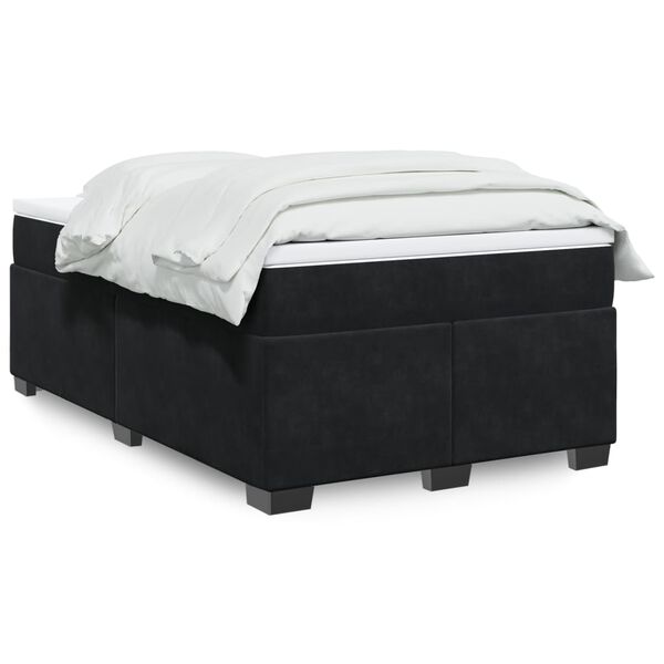 vidaXL Box Spring Bed with Mattress Black 120x200 cm Velvet