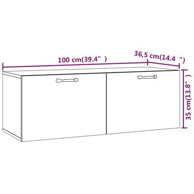 vidaXL Wall Cabinet Sonoma Oak 100x36.5x35 cm Engineered Wood