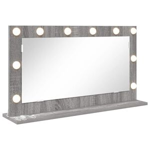vidaXL Vanity Mirror with LED Strip Lights Grey Sonoma 80 x 45 x 18 cm
