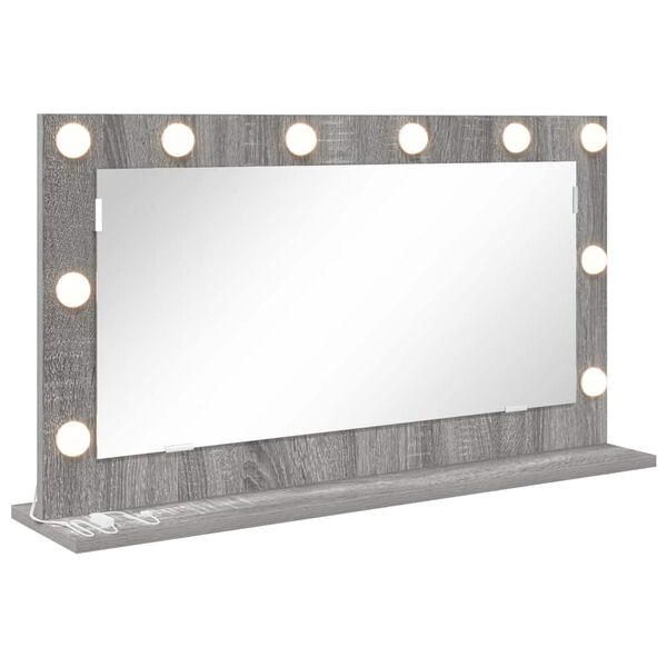 vidaXL Vanity Mirror with LED Strip Lights Grey Sonoma 80 x 45 x 18 cm