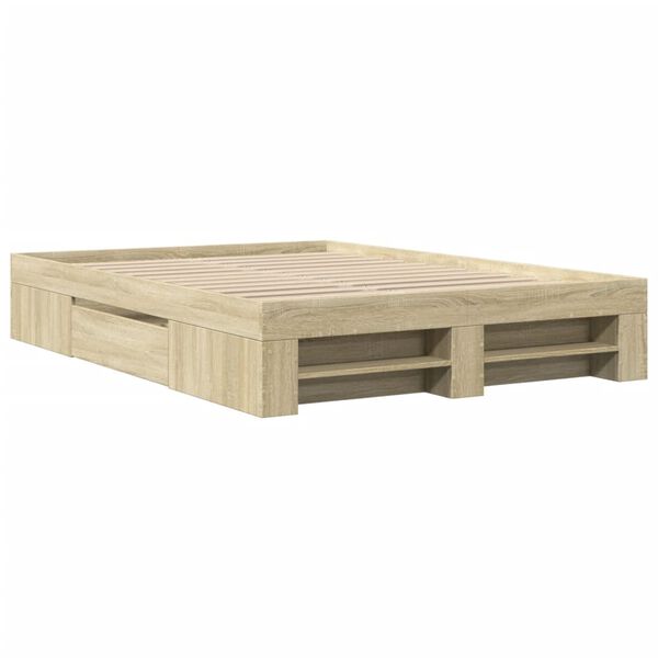 vidaXL Bed Frame without Mattress Sonoma Oak 140x190 cm Engineered Wood
