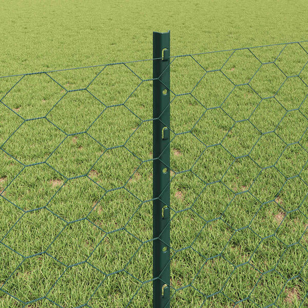 vidaXL Fence with Post Green 0.8 x 10 m Steel and PVC