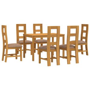 vidaXL Dining Set 7 pcs Grey Solid Oak Wood