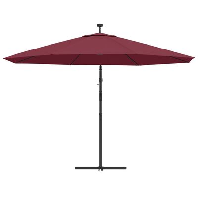 vidaXL Cantilever Umbrella with LED Lights Bordeaux Red 350 cm