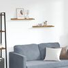 vidaXL Wall Shelf with Shelf 2 pcs Brown 60 x 9 x 3 cm Engineered Wood