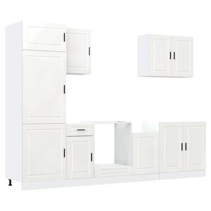 vidaXL 7 Piece Kitchen Cabinet Set "Porto" High Gloss White
