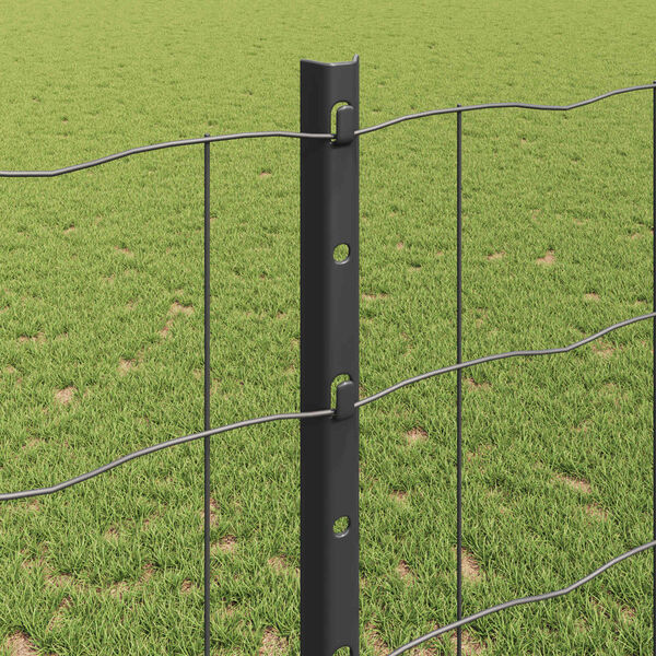 vidaXL Fence with Post Grey 1.2 x 25 m Steel