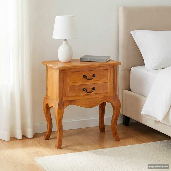 vidaXL Side Table Natural 60.5 x 30 x 61 cm Solid Mahogany Wood