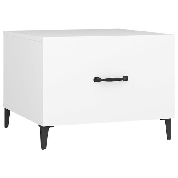 vidaXL Coffee Table with Metal Legs White 50x50x40 cm