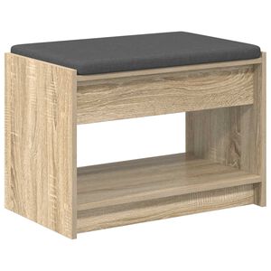 vidaXL Hall Bench with Cushion with Shelf Sonoma Oak 63 x 38 x 45 cm