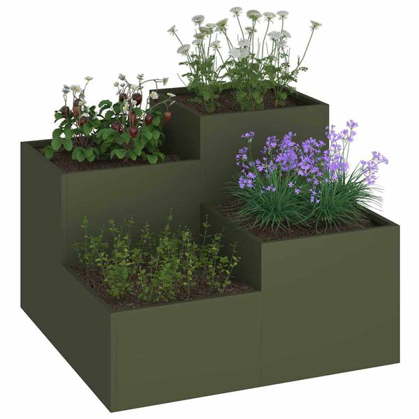 vidaXL Garden Planter Olive green 80 x 80 x 60 cm Steel