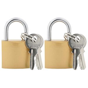 vidaXL U Lock with Keys 2 pcs Brass Iron