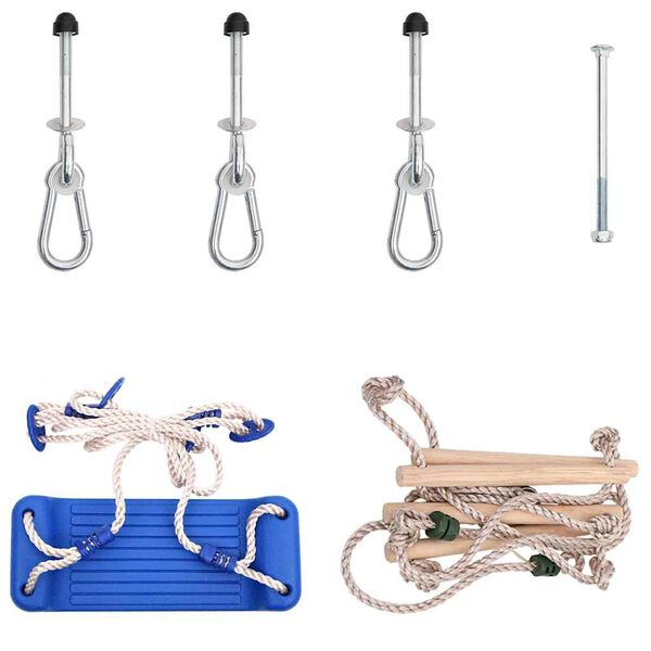 vidaXL Swing Seat with Rope Ladder Blue Polyethene