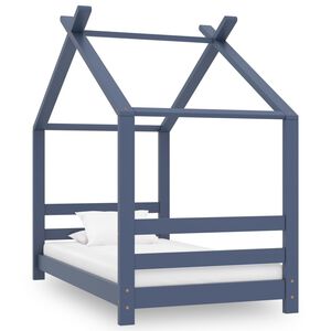 vidaXL Kids Bed Frame | Grey | Solid pinewood, plywood | 140 cm x 70 cm