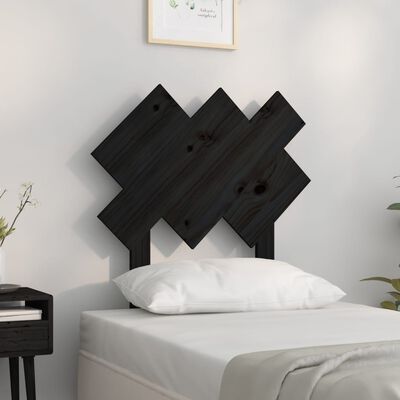 vidaXL Bed Headboard Black 72.5x3x81 cm Solid Wood Pine