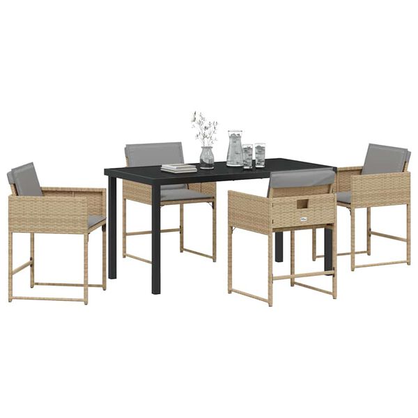 vidaXL Garden Dining Set 5 pcs Beige Poly Rattan
