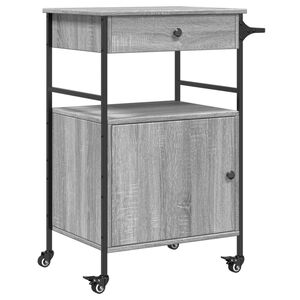 vidaXL Kitchen Trolley Grey Sonoma 56x43x89,5 cm Engineered Wood