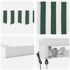 vidaXL Retractable Awning Green and white 500 x 300 cm Fabric, Metal