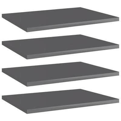 vidaXL Bookshelf Boards 4 pcs High Gloss Grey 40x30x1.5 cm Engineered Wood